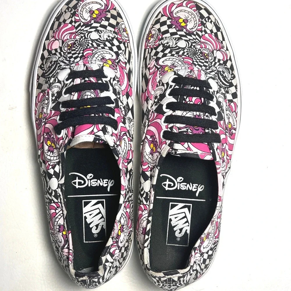 Vans Authentic Disney Cheshire Cat Women 10.5 Mens 9 Alice in Wonderland Checker